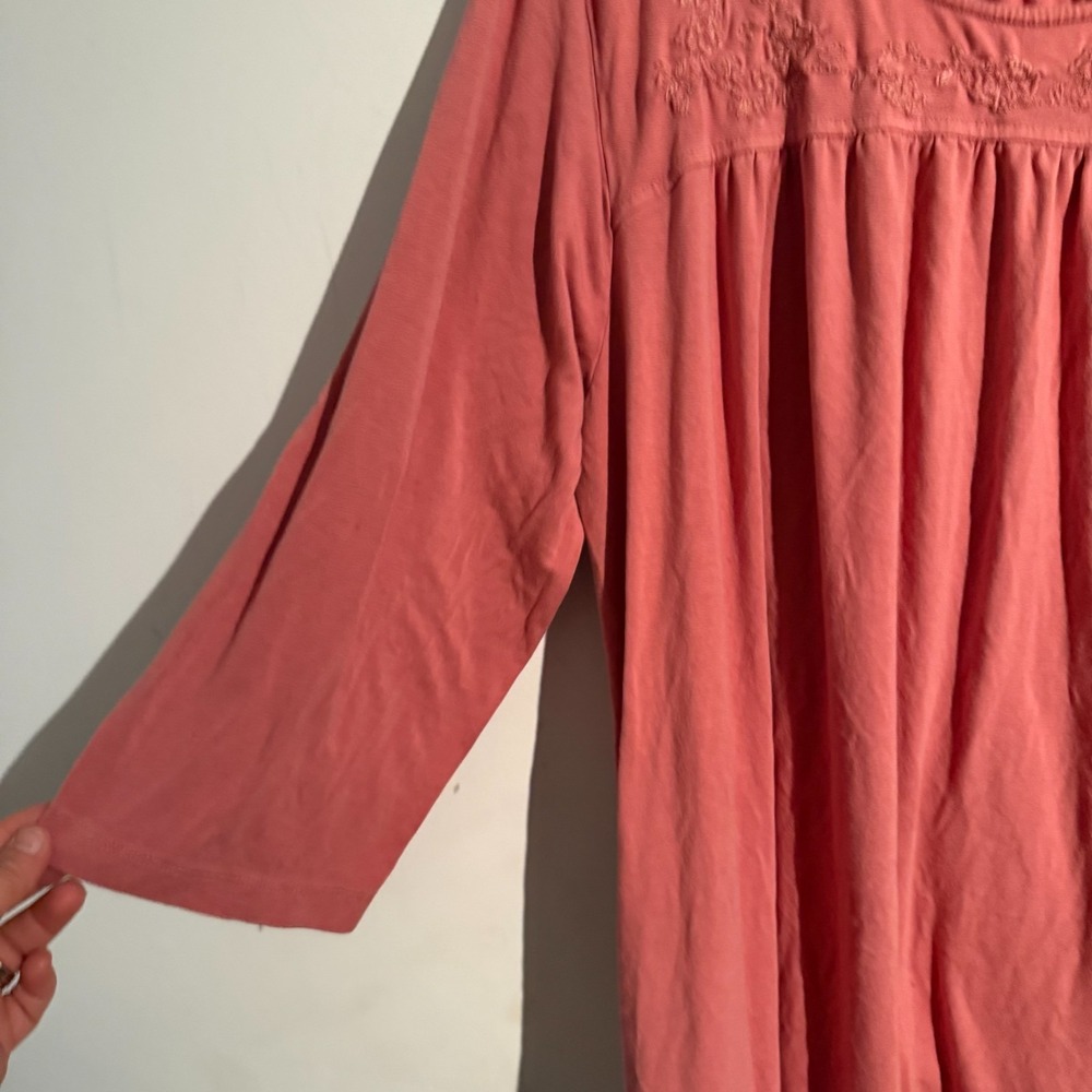 April Cornell XXL Top Embroidered Cottagecore Prarie Boho Floral Tiered Pink - Picture 3 of 6